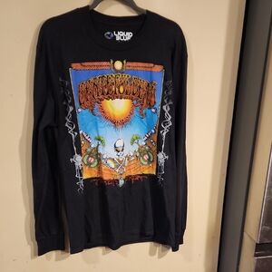 Liquid Blue Grateful DeadBlack Long Sleeve Tee with Vibrant Desert Skull Graphic